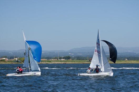 AVEIRO - AUGUST 27: Participant boats on the competition during the 49th Cruzeiro da Ria August 27, 2011 in Aveiro, Portugal.