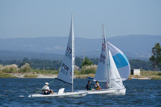 AVEIRO - AUGUST 27: Participant boats on the competition during the 49th Cruzeiro da Ria August 27, 2011 in Aveiro, Portugal.