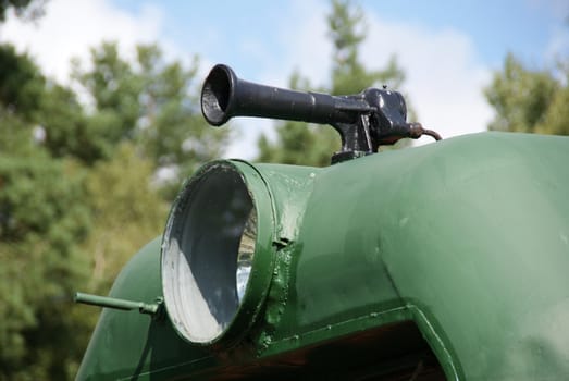 The searchlight locomotive of the narrow-gauge railway 