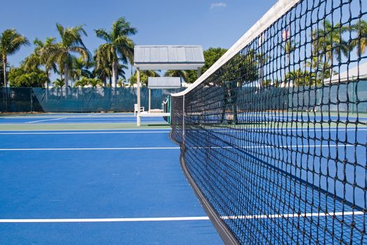 Resort tennis club and tennis courts with balls