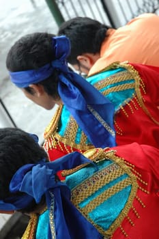 traditional dancer member from west java-indonesia, relaxing together