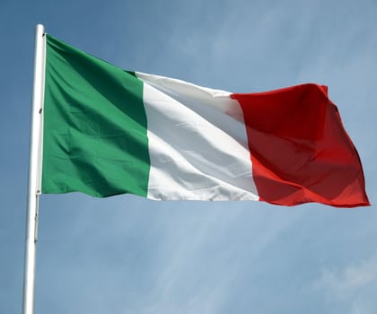 Flag of Italy over a blue sky