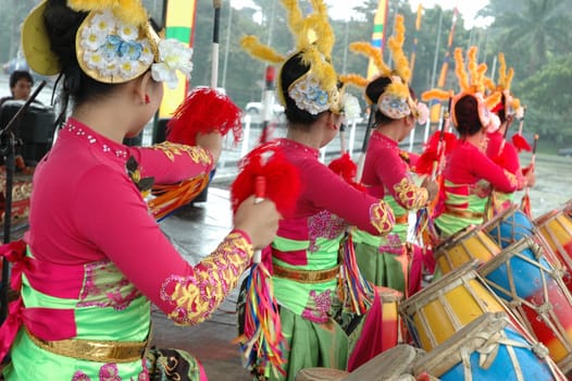 traditional dancer from west java-indonesia performing local art dancing