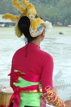 traditional dancer from west java-indonesia performing local art dancing