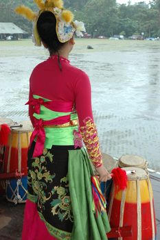 traditional dancer from west java-indonesia performing local art dancing