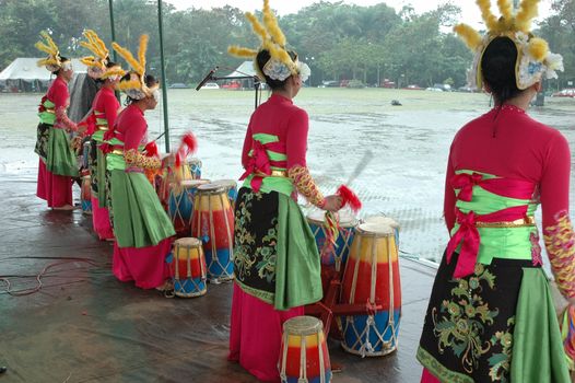 traditional dancer from west java-indonesia performing local art dancing