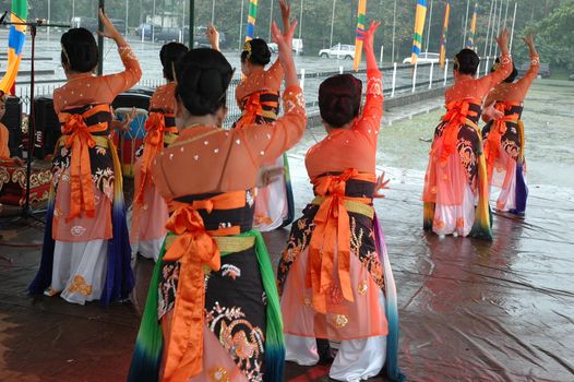 traditional dancer from west java-indonesia performing local art dancing