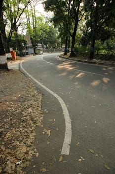 Suburban free road in the middle of city

