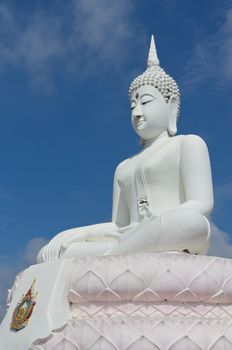 The Big white Buddha image. Taken in Pasak Dam park , Thailand