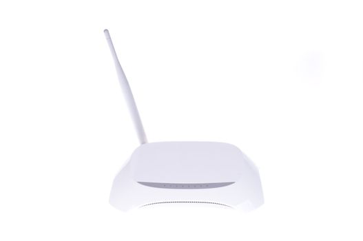 Modern Internet wireless router isolated on white background