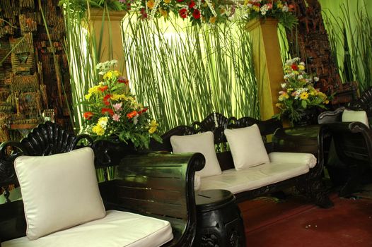 photograph of empty chair that used in small party