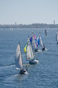 AVEIRO - AUGUST 27: Participant boats on the competition during the 49th Cruzeiro da Ria August 27, 2011 in Aveiro, Portugal.