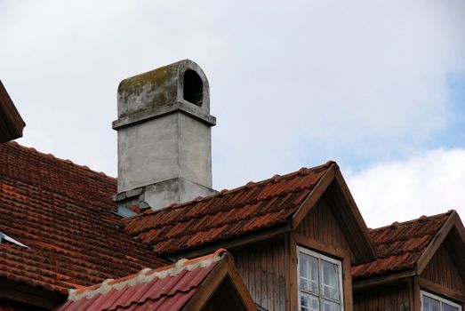 the roof and chimney with sky