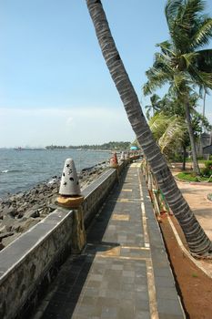 panoramic view of ancol beach in jakarta, indonesia
