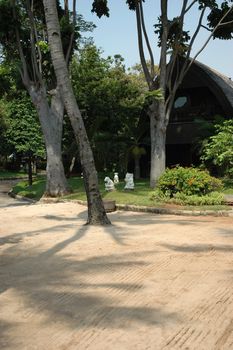 panoramic view of ancol beach in jakarta, indonesia
