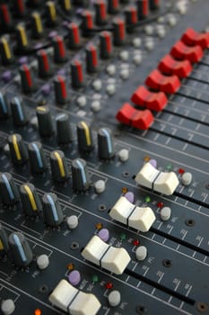 detail of basic sound mixer used for live entertainment