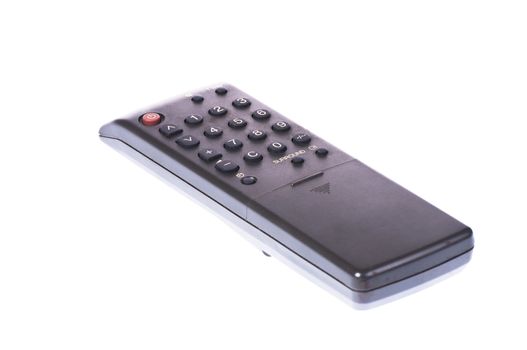 Black old  TV remote isolated on white background