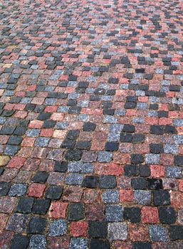 Old cobblestone pavement texture, background vertical