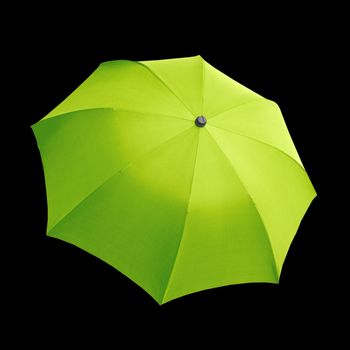 Green umbrella isolated over a black background