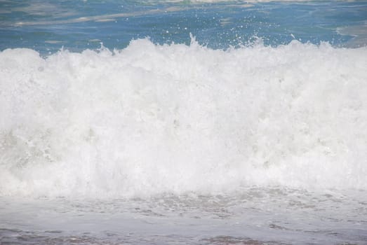 close up of a white ocean wave