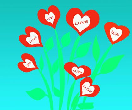 valentine day love flower garden filled with heart shaped flowers