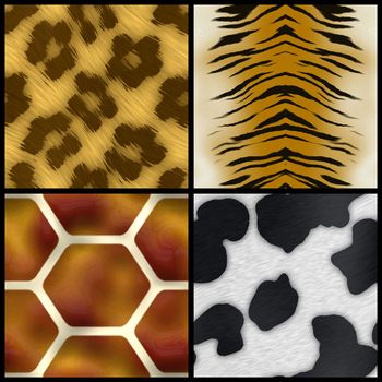 Set of animal print swatches that all tile seamlessly as a pattern.