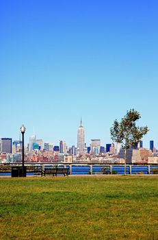 The Mid-town Manhattan Skyline viewed from New Jersey side 