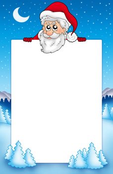Frame with lurking Santa Claus 1 - color illustration.