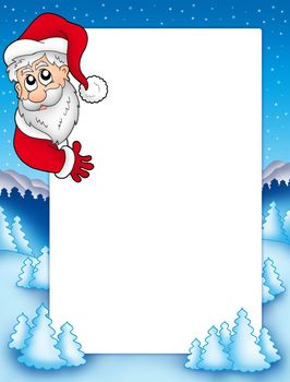 Frame with lurking Santa Claus 2 - color illustration.