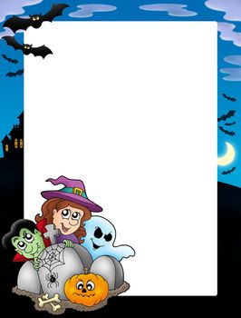 Halloween frame 5 on white background - color illustration.
