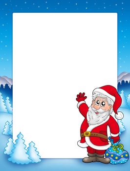 Christmas frame with Santa Claus 2 - color illustration.