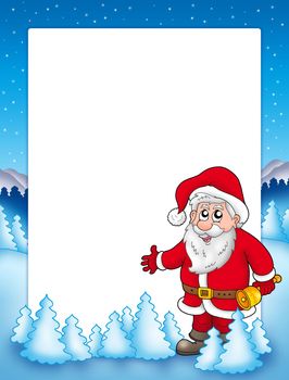 Christmas frame with Santa Claus 3 - color illustration.