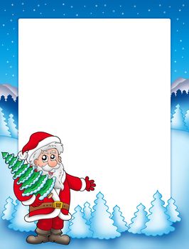 Christmas frame with Santa Claus 4 - color illustration.