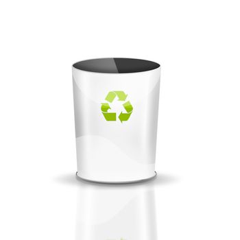 An illustration of an empty recycle bin on white background