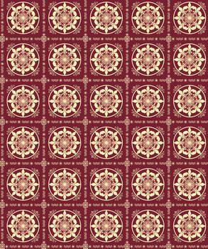 Tileable floral wallpaper with red and yelow design