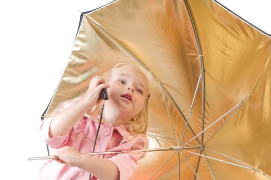 Shot of little girl talking on the phone