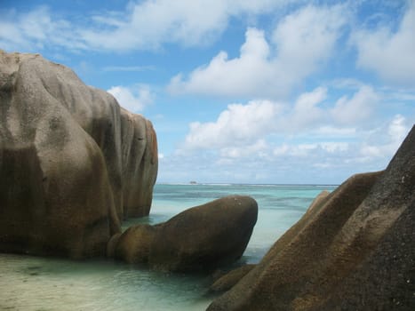 Beautifull seaside view on La Digue island, Seychelles