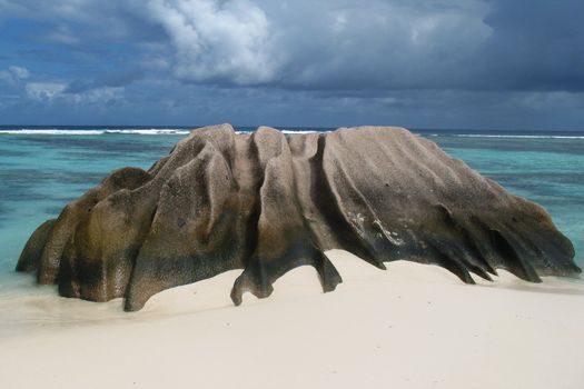 Beautifull seaside view on La Digue island, Seychelles