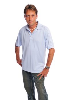 man in casual dress posing on a white background