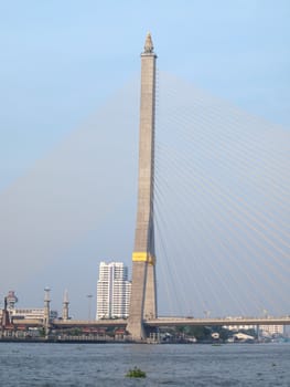 Rama VIII Bridge and the Chao Praya river, Bangkok, Thailand