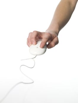 Hand on computer mouse