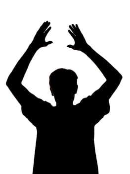 silhouette of a boy clapping his hands