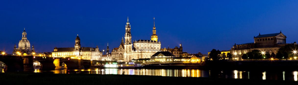 An image of the famous city Dresden by night in Germany