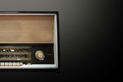old aged wooden radio in retro look