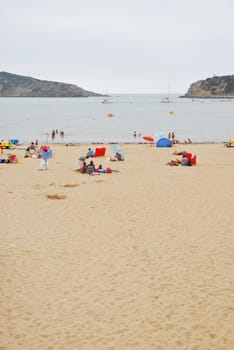 famous beach scene at Sao Martinho do Porto, Portugal