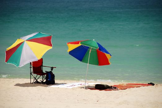 A secluded beach and two umbrellas..a perfect day in Dubai