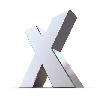 shiny 3d letter X made of solid silver/chrome