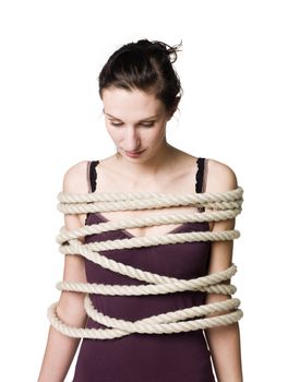 Tied up woman