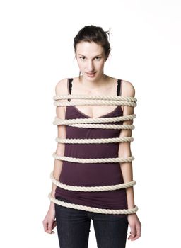 Tied up woman