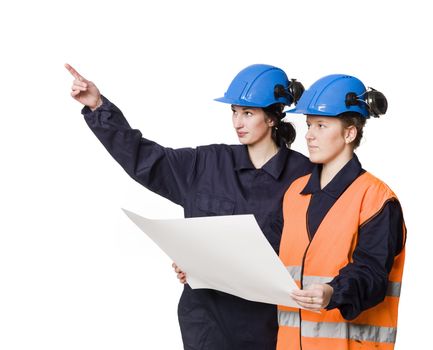 Two female buildingconstructors